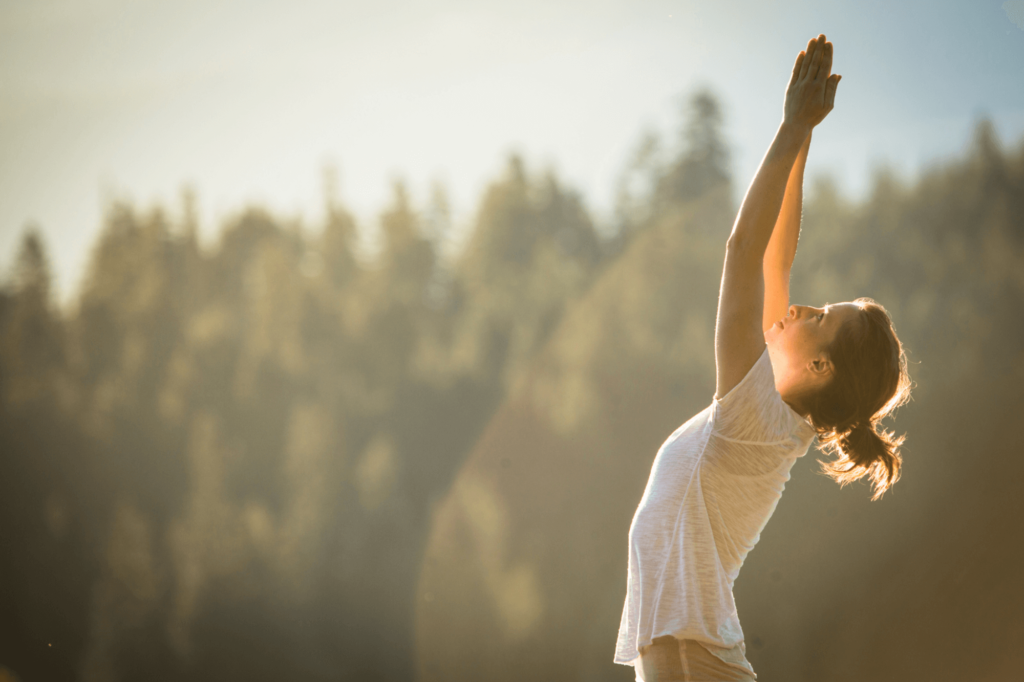 woman doing yoga as part of shoshin way of life