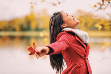woman feeling the concept of yuugen in autumn